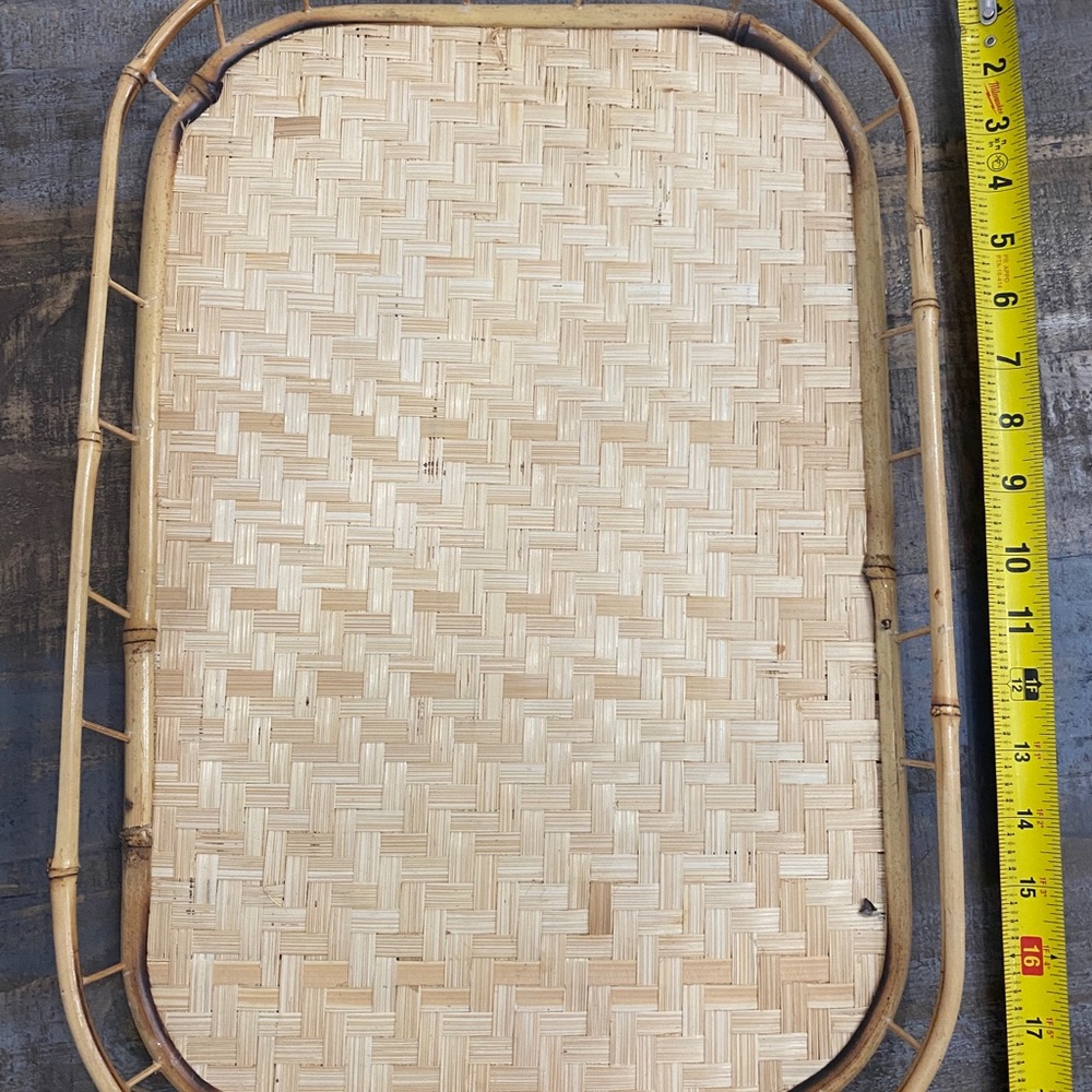 Vintage Tiki-Woven Bamboo Serving Trays